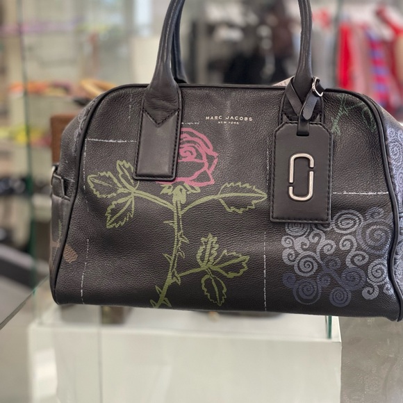 Marc Jacobs Black Satchel with Floral Embroidery - Picture 6 of 8